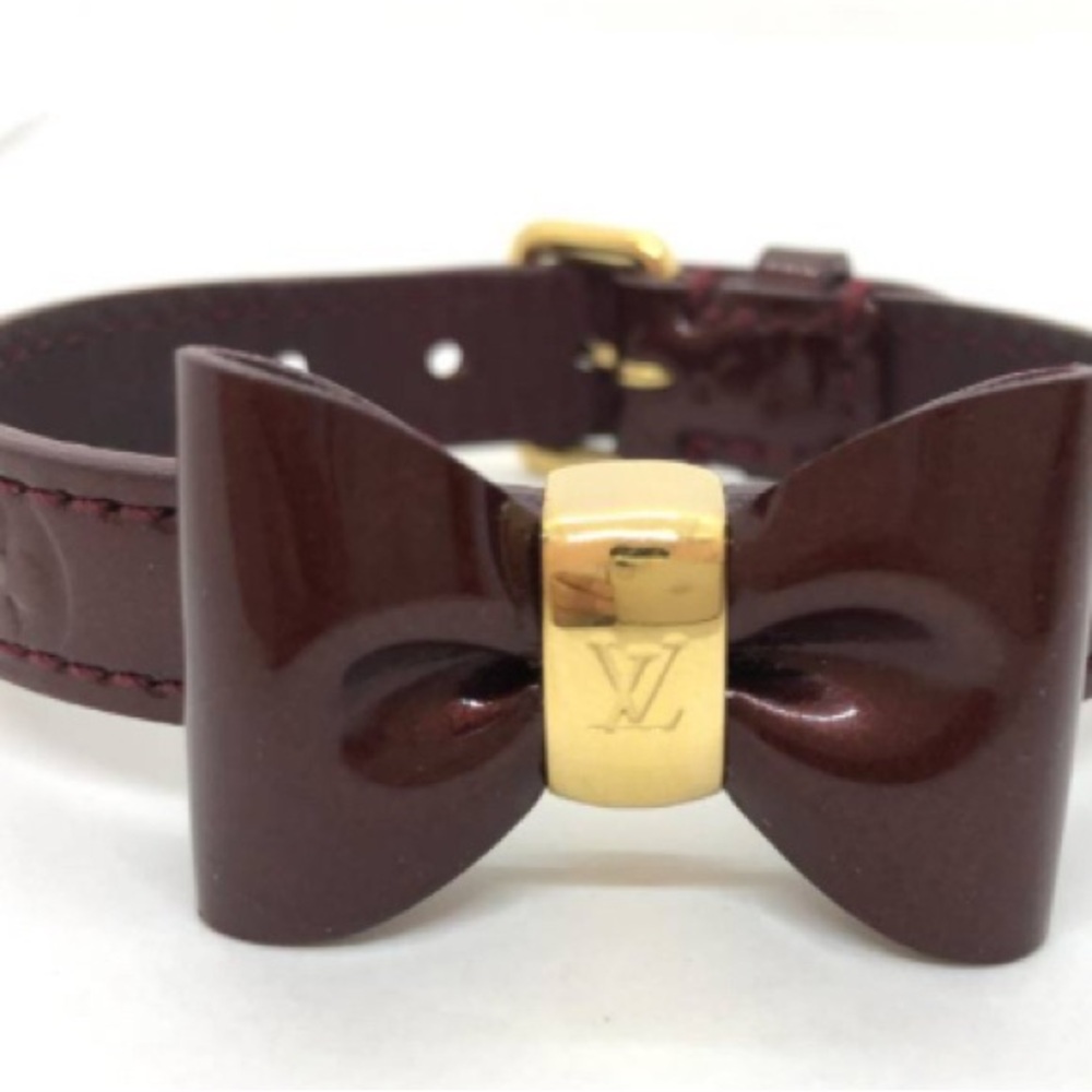 Louis Vuitton Vintage Burgundy Monogram Vernis Bow Bangle Bracelet with COA